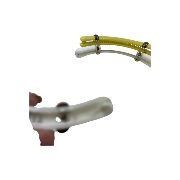 Vintage Cascade Hair Clip 80s Bananna Pony Tail Holder Yellow White Set Of 3 - Picture 5 of 5